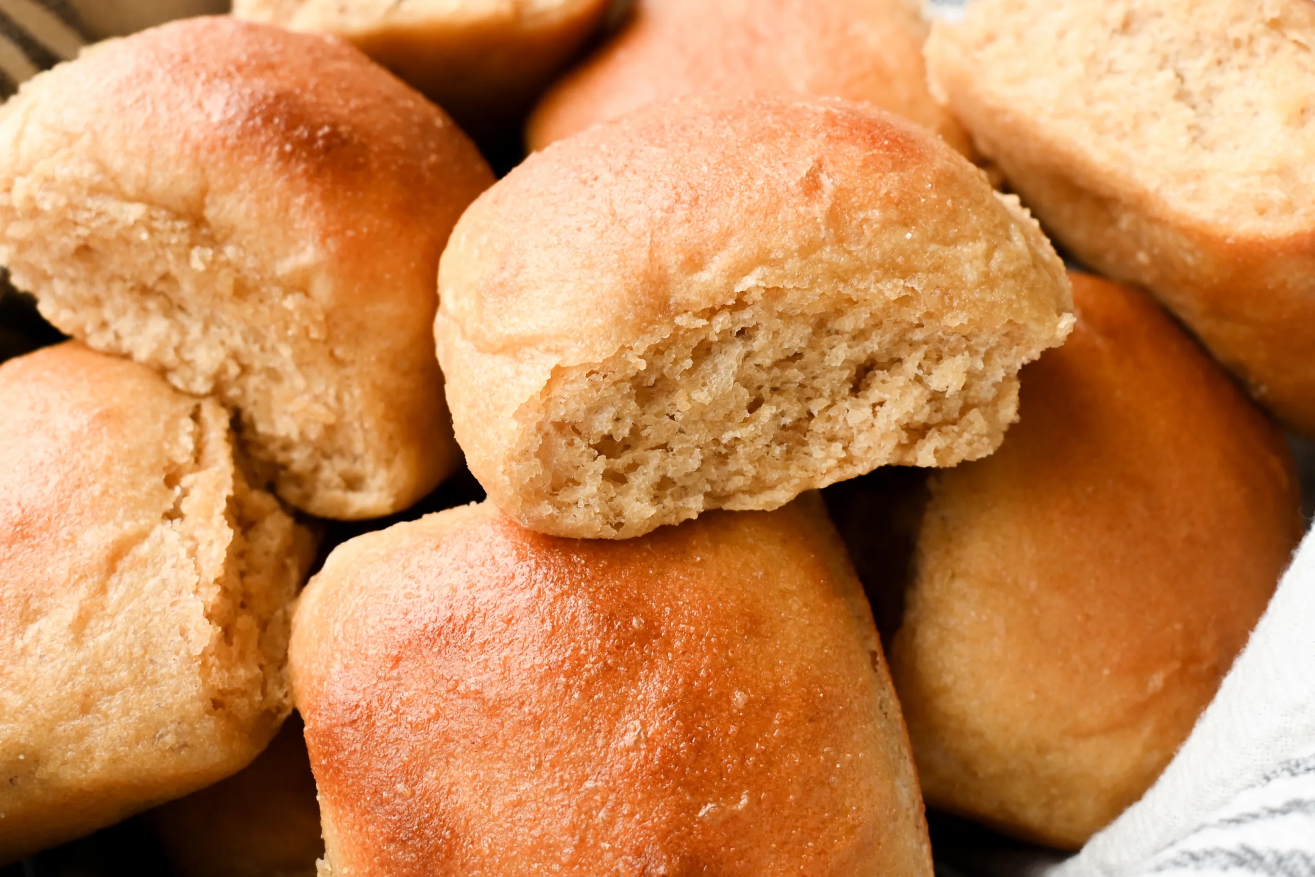 Soft wheat dinner rolls (made with whole wheat flour)