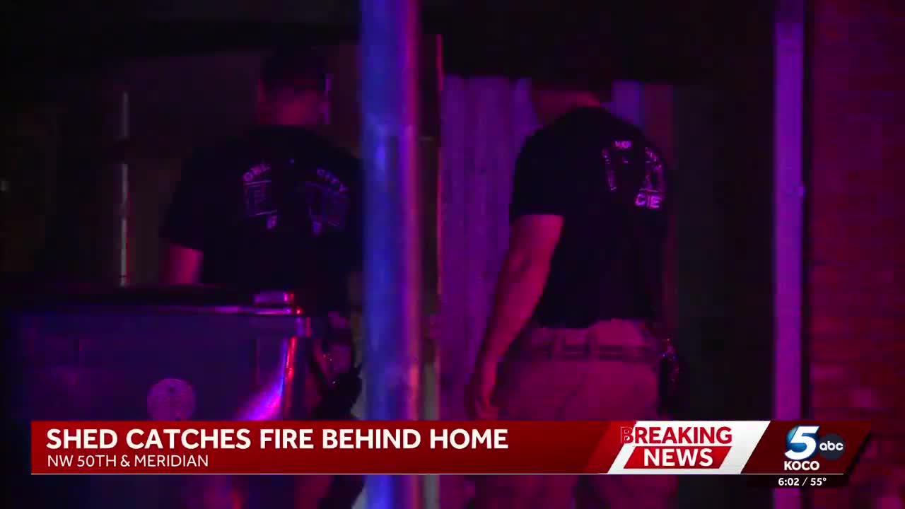 Backyard shed catches fire in NW Oklahoma City