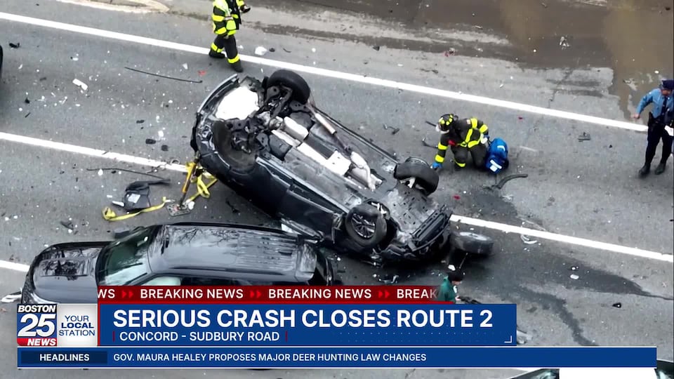 Serious multi-vehicle crash shuts down part of Route 2 in Concord