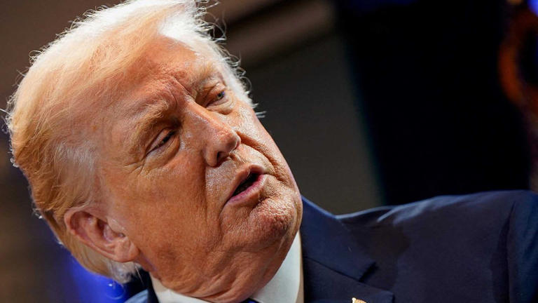 President Donald Trump speaks during a press briefing at the White House, following the Supreme Court's ruling that Trump had exceeded his authority when he imposed tariffs, in Washington, D.C on Feb. 20, 2026. REUTERS/Elizabeth Frantz