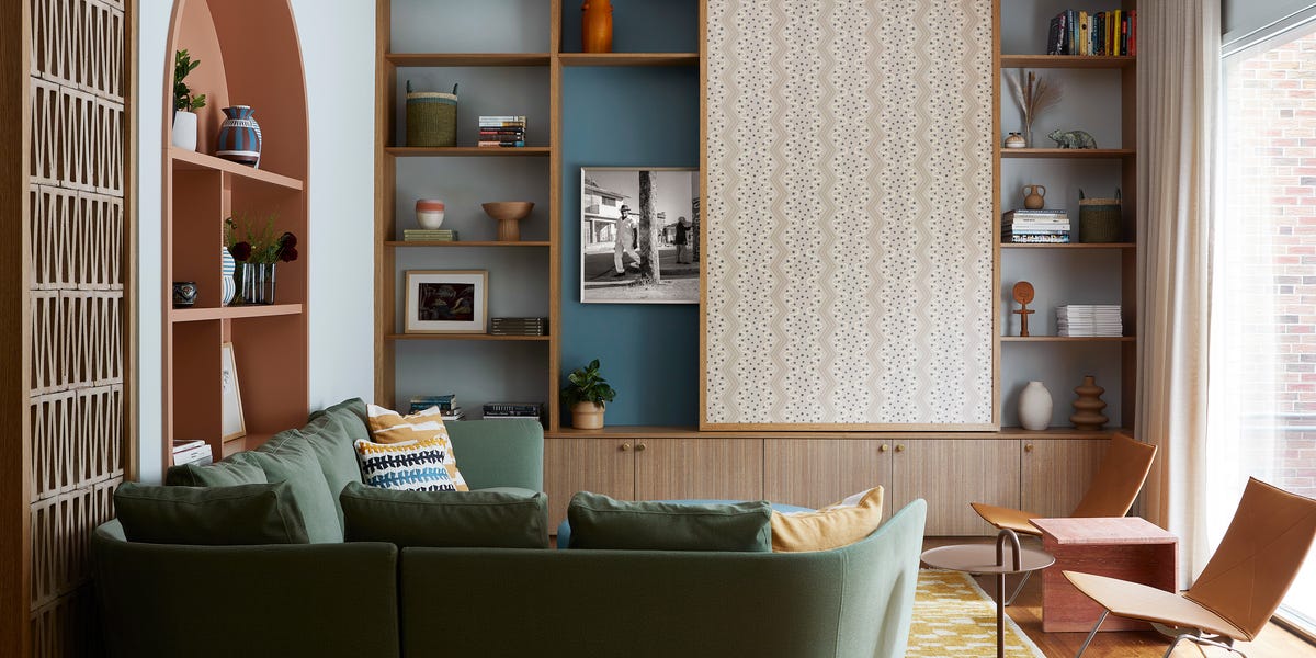 A colorful conversation piece kitchen sets the tone for this modern ...