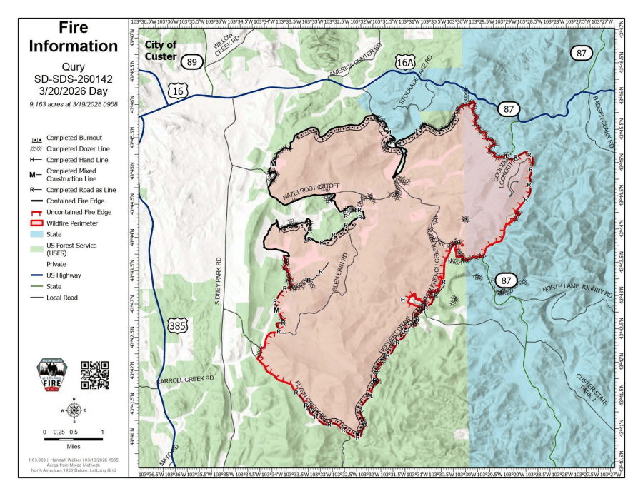 Qury fire at 57% containment