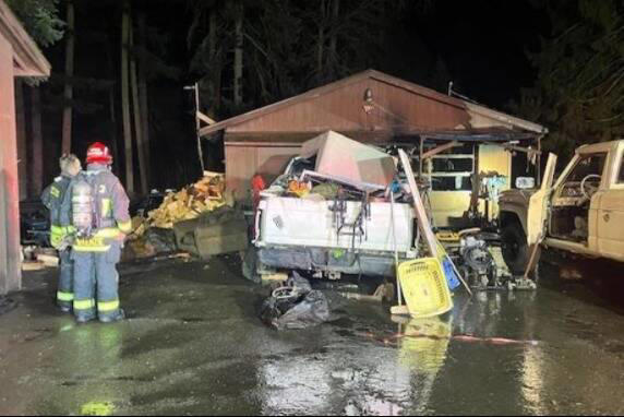 One person flown to Seattle for injuries after garage fire