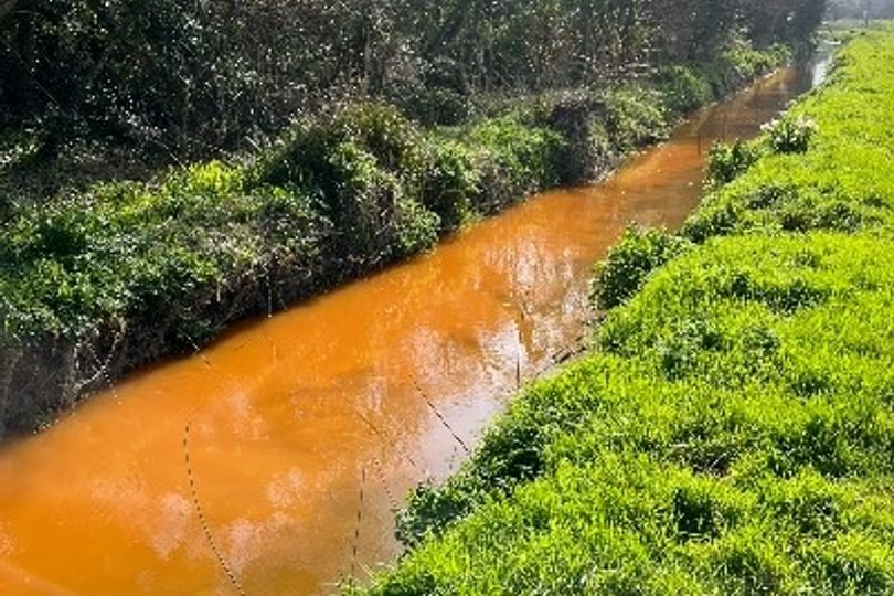 Stream in Cornwall turns orange and bathing nearby is 'not advised'