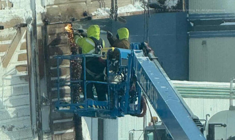 New photos show latest work on oil rig that collapsed on North Slope tundra
