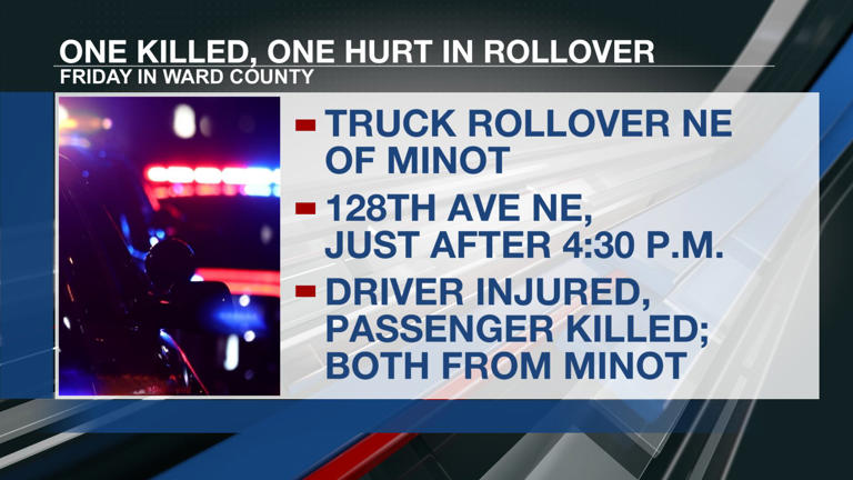 One killed, one injured in rollover crash Friday northeast of Minot