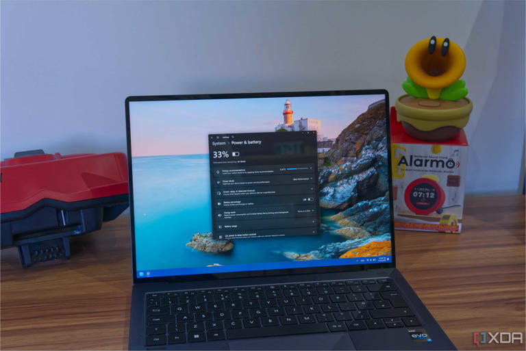A Windows 11 laptop showing the power and battery settings page