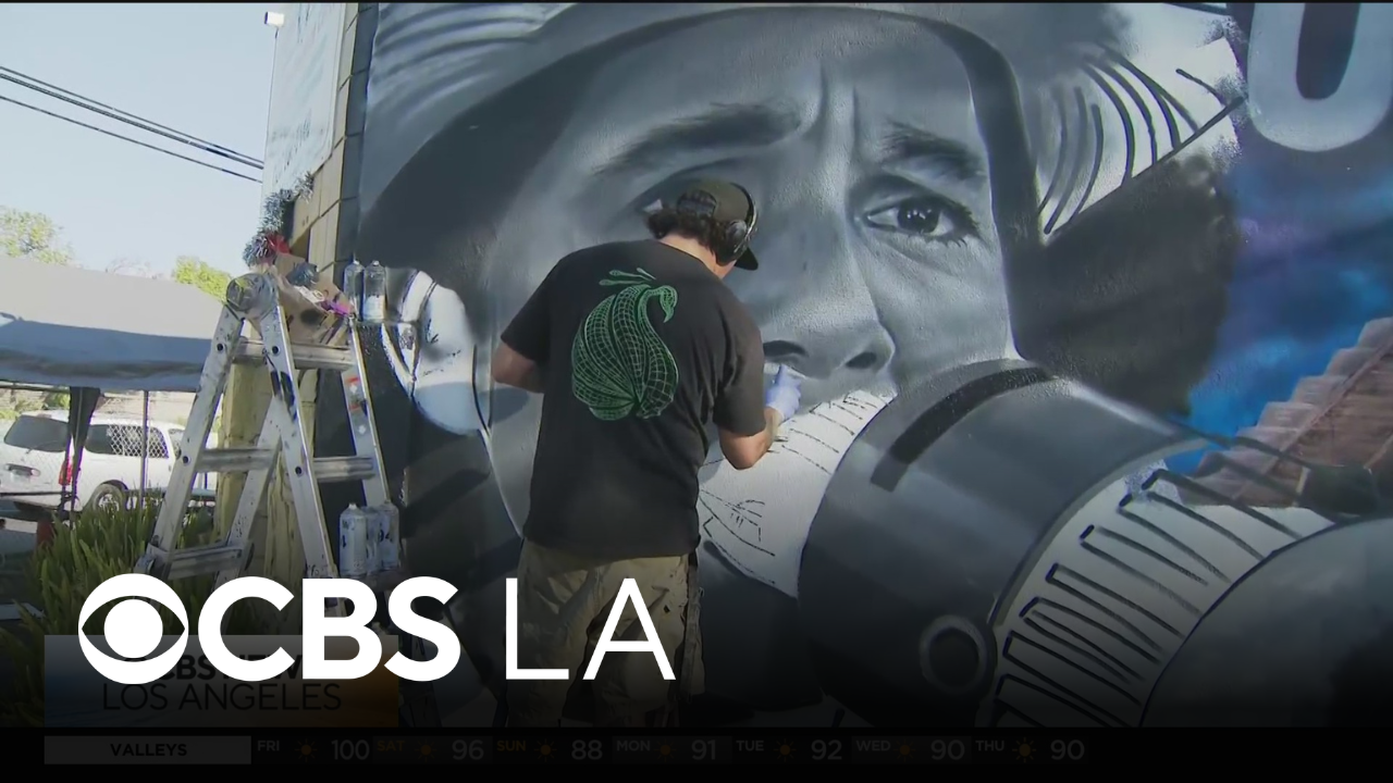 Muralist in Watts paints over Cesar Chavez mural