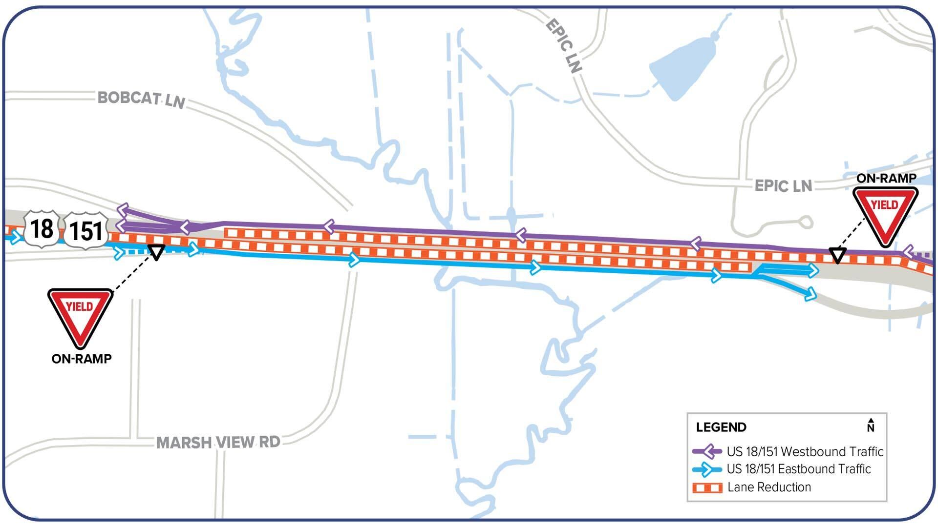 Lane reductions begin Tuesday on US 18/151 near Verona as construction ...