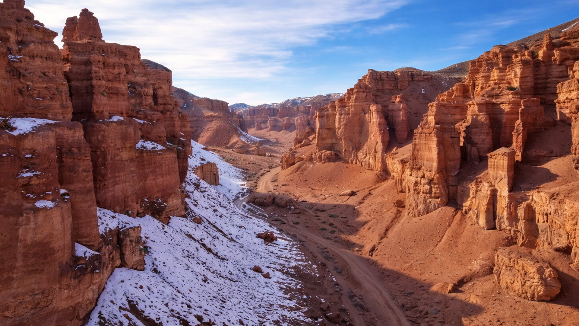 The valley of rock formations in Kazakhstan’s canyon