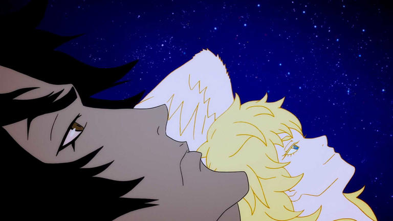 Akira and Lucifer lay side by side looking up at the stars in Devilman Crybaby.