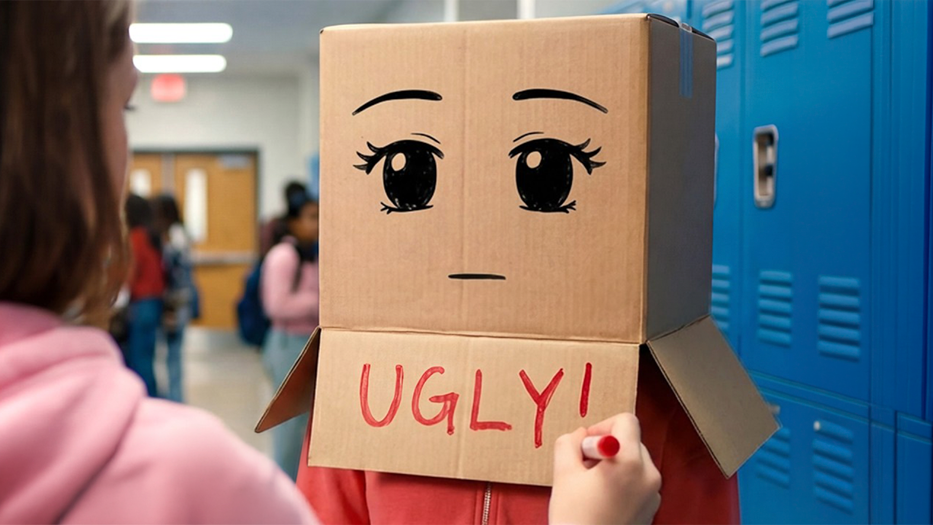 Hiding her face after being called ugly?