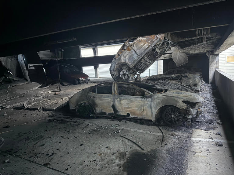 Fire causes structure collapse at Brookhaven apartment parking garage