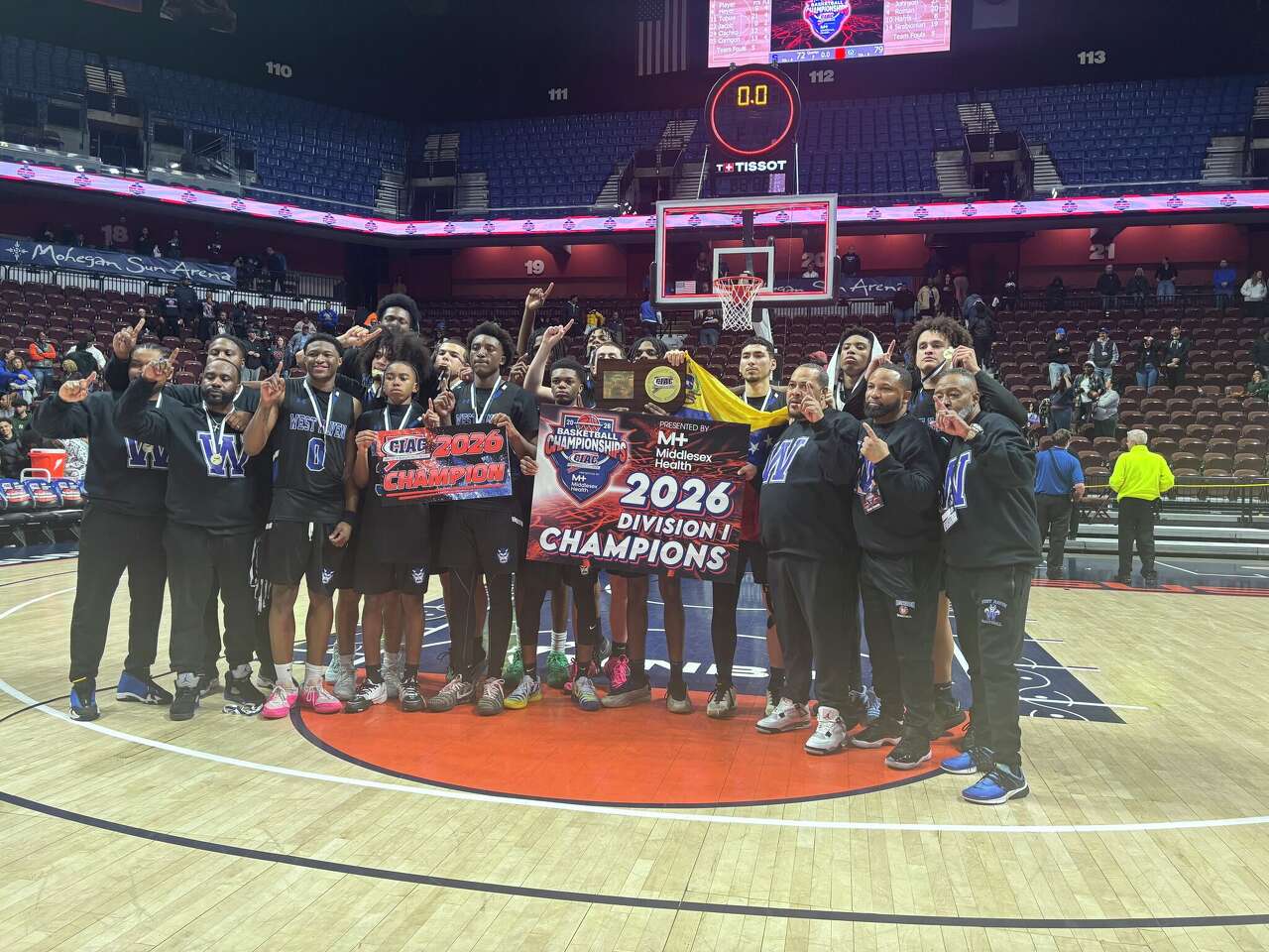 West Haven boys basketball tops Staples in triple overtime classic to win CIAC Division I title<br>