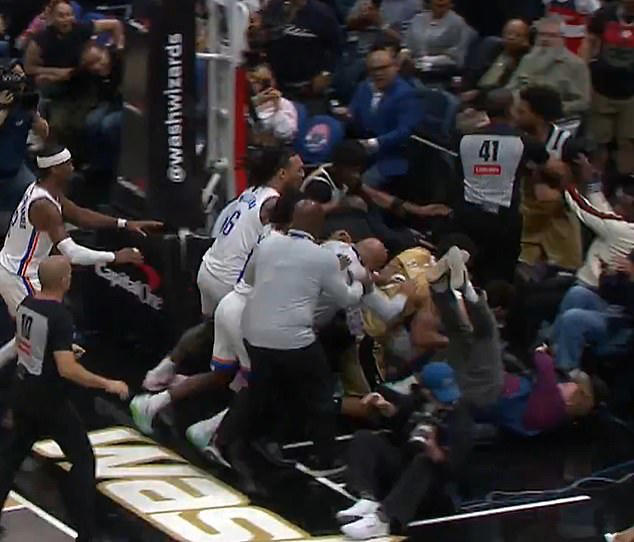 Thunder and Wizards spark all-out brawl as officials toss four players