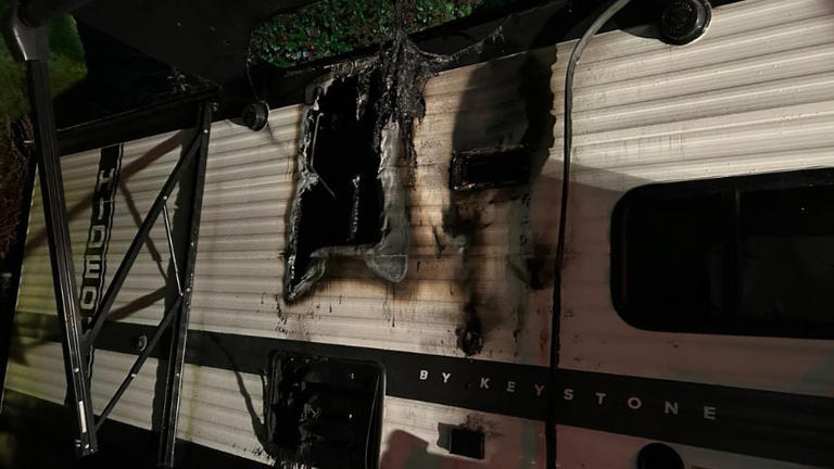Travel trailer fire in Marysville sends woman to hospital