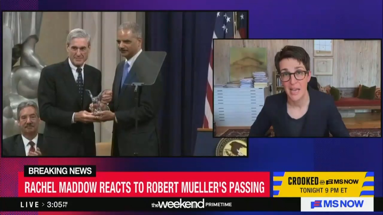 Rachel Maddow declares Robert Mueller’s death ‘the end of an era’