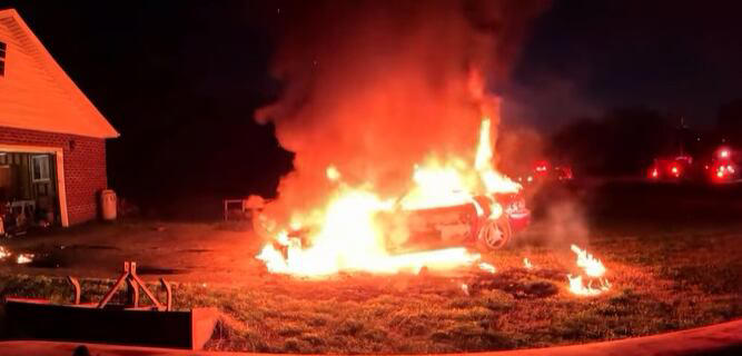 Maury County officials share new video of crews fighting car fire