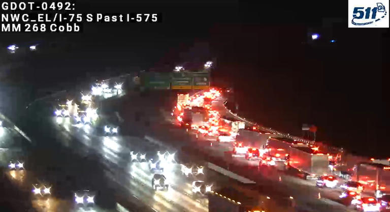 Serious crash involving motorcycle blocks all lanes of I-75 N in Cobb