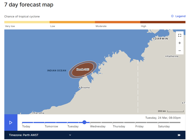 Tropical cyclone Narelle makes its second landfall