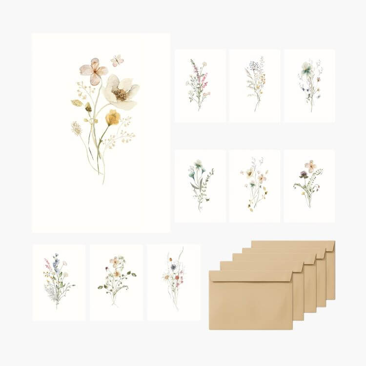 Blank Floral Note Cards