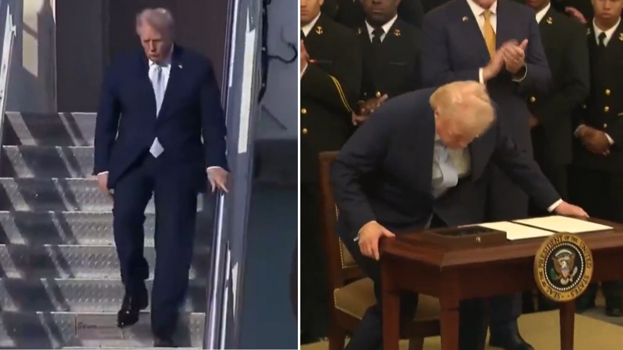 Ambling off Air Force One, struggling to sit down: Trump sparks health ...