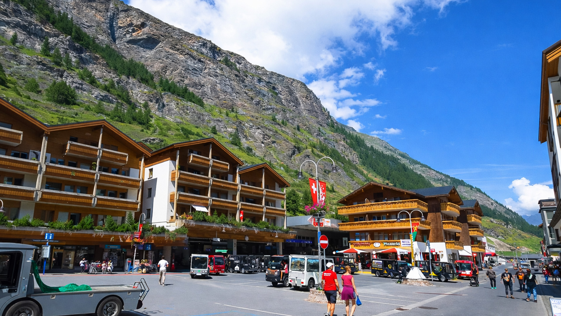 Zermatt Switzerland scenic village with Matterhorn views (4K)
