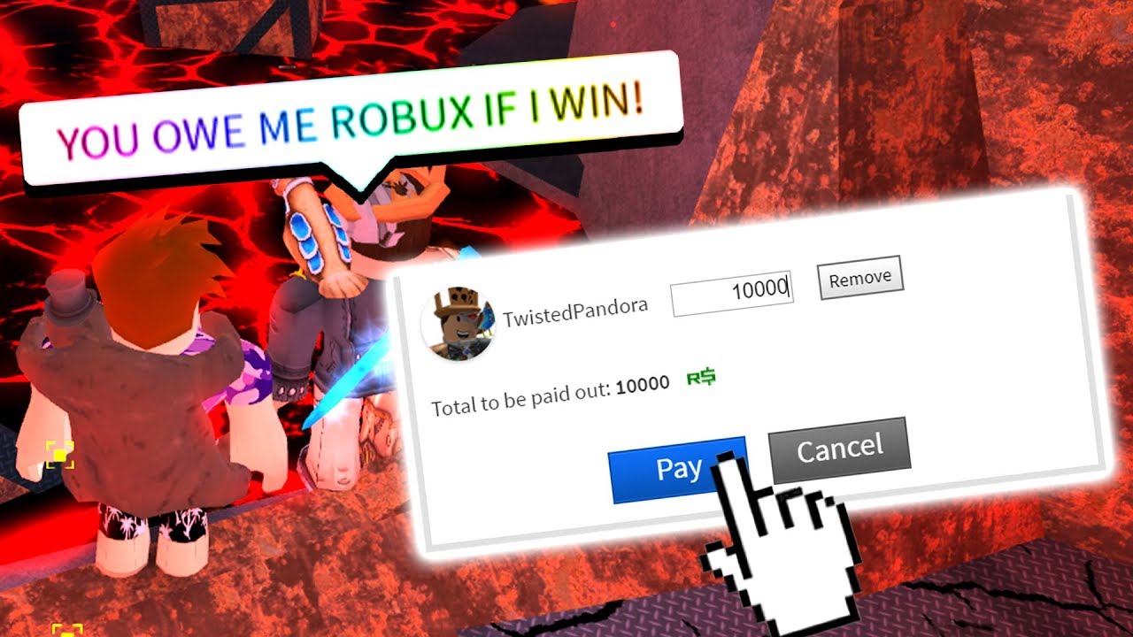 We made a 10,000 Robux bet and this happened