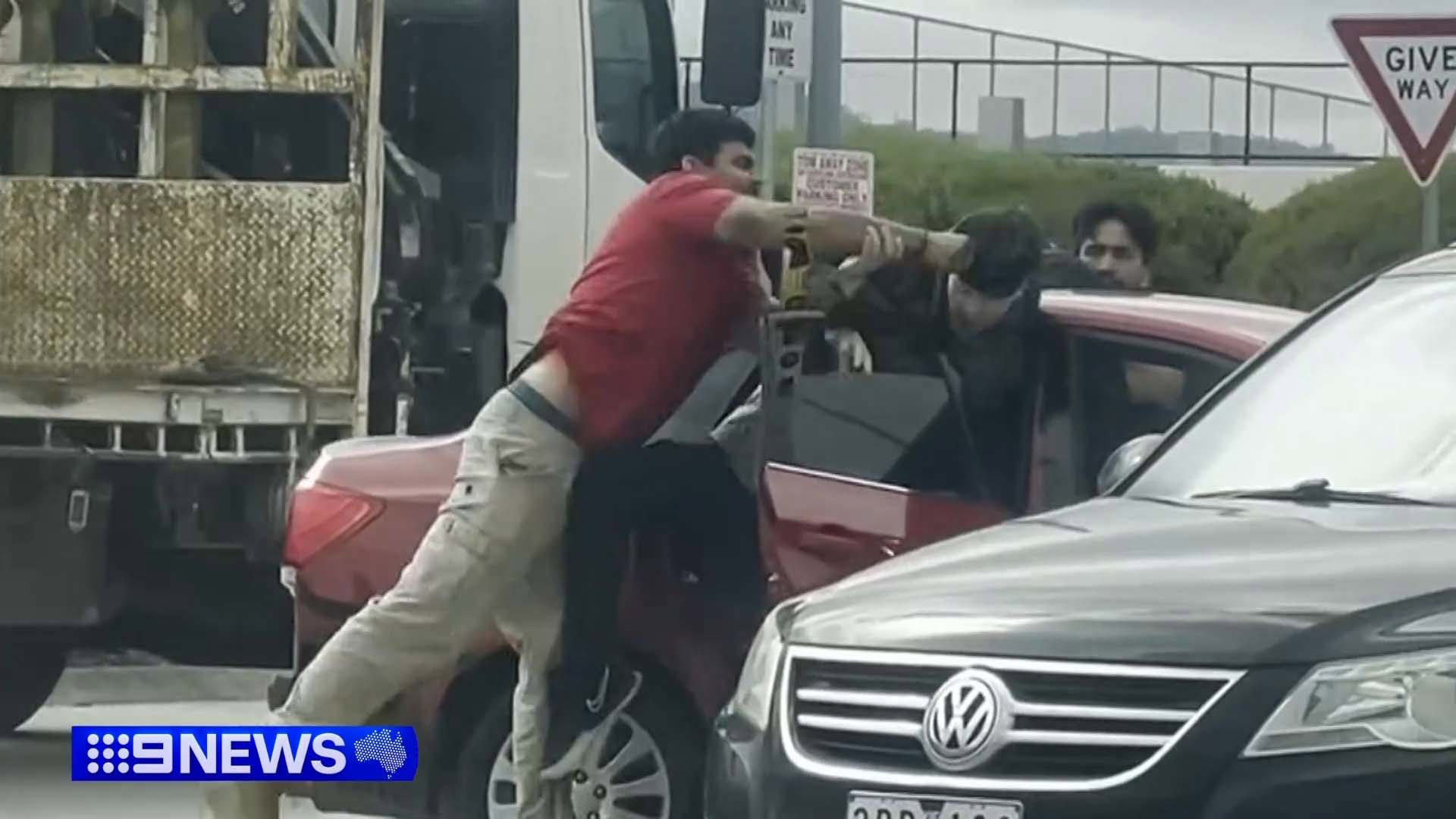 Two truck drivers have fought back after armed men tried to carjack their vehicle from a Melbourne service station carpark.