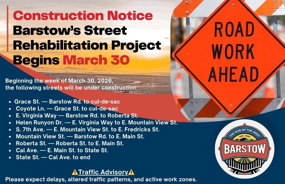 Widespread road rehabilitation project kicks off in Barstow