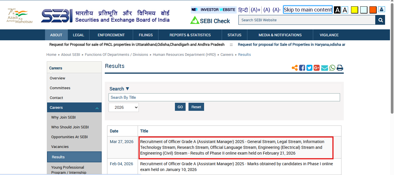 SEBI Grade A Phase 2 result 2026 released at sebi.gov.in: Direct link ...