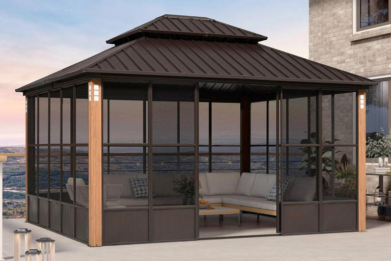Amazon listed a spacious, screened-in sunroom with attached gazebo ...