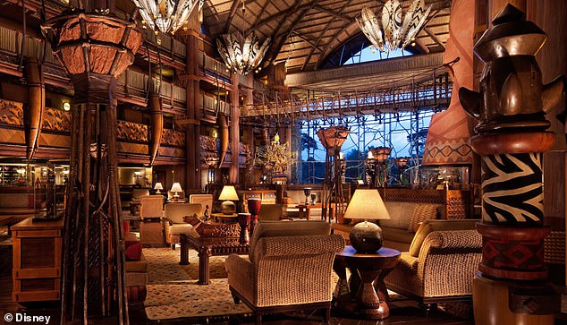 The hotel is inspired by Africa and, boy, does it deliver when it comes to the theming. The spacious lobby is completely covered in African-inspired art and architecture
