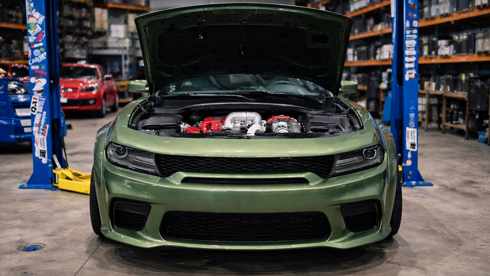 Dodge Hellcat modified with different engine setup
