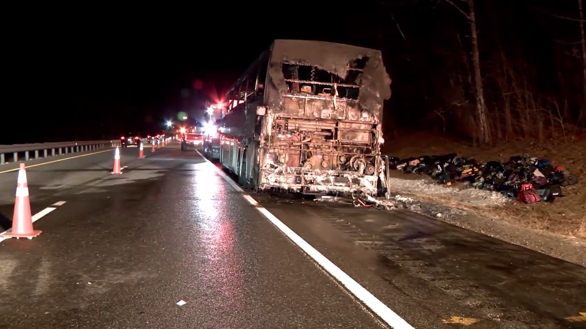 Bus carrying Mass. middle school students catches fire