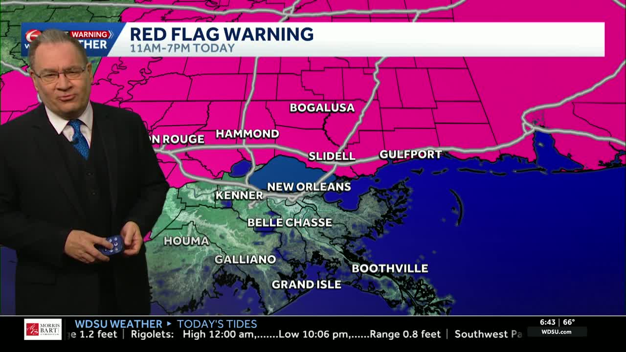 Red flag warning Saturday, cool morning ahead