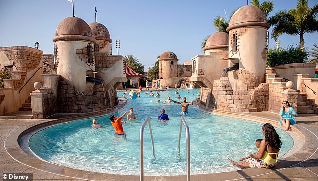 The hotel boasts about 'transporting guests to a relaxing paradise that captures the essence of five distinct Caribbean islands: Barbados, Jamaica, Martinique, Trinidad and Aruba.' The pool is seen