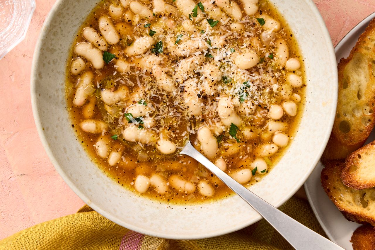 A recipe image is Brothy Cacio e Pepe Beans