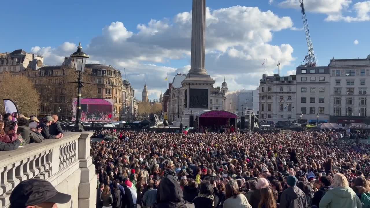 Thousands pack Trafalgar Square for a rave against fascism