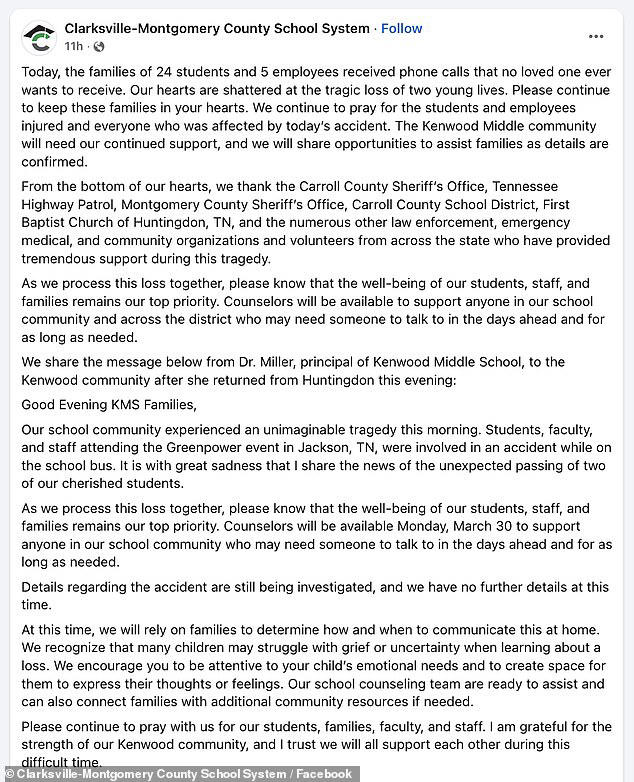 Two students killed and at least seven injured after Tennessee school ...