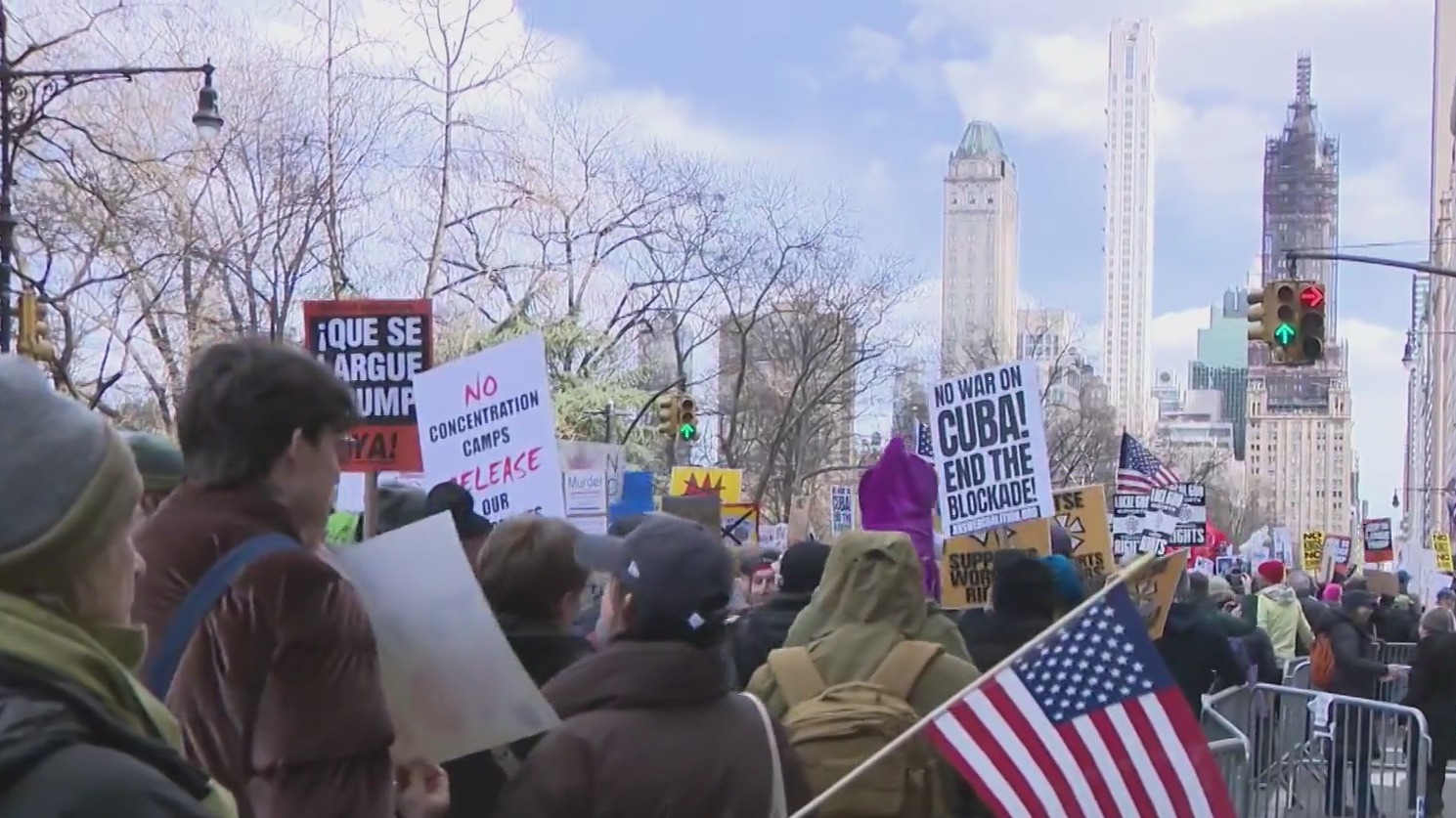 Thousands march from Central Park to Times Square in "No Kings" protest