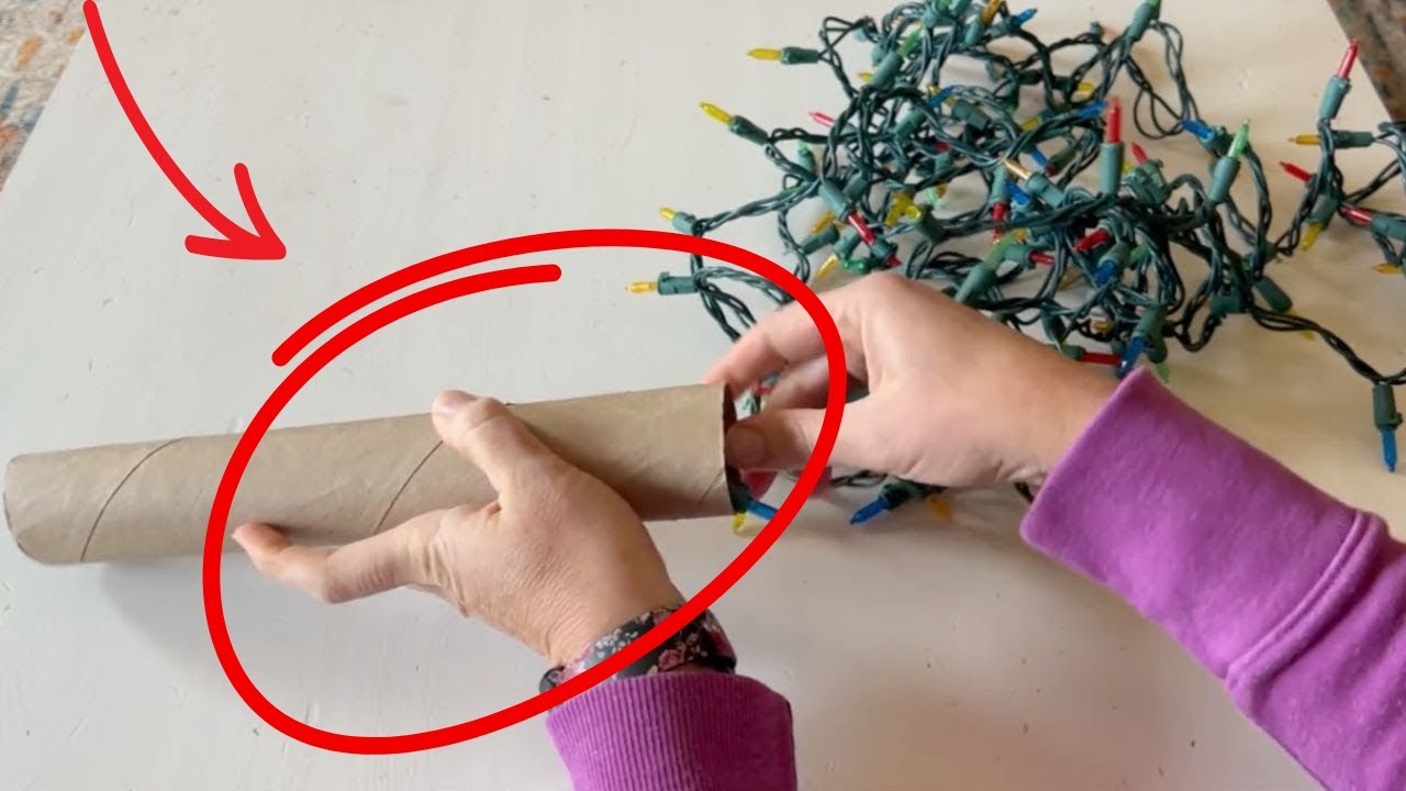 She wraps string lights around a paper towel tube for this brilliant hack!