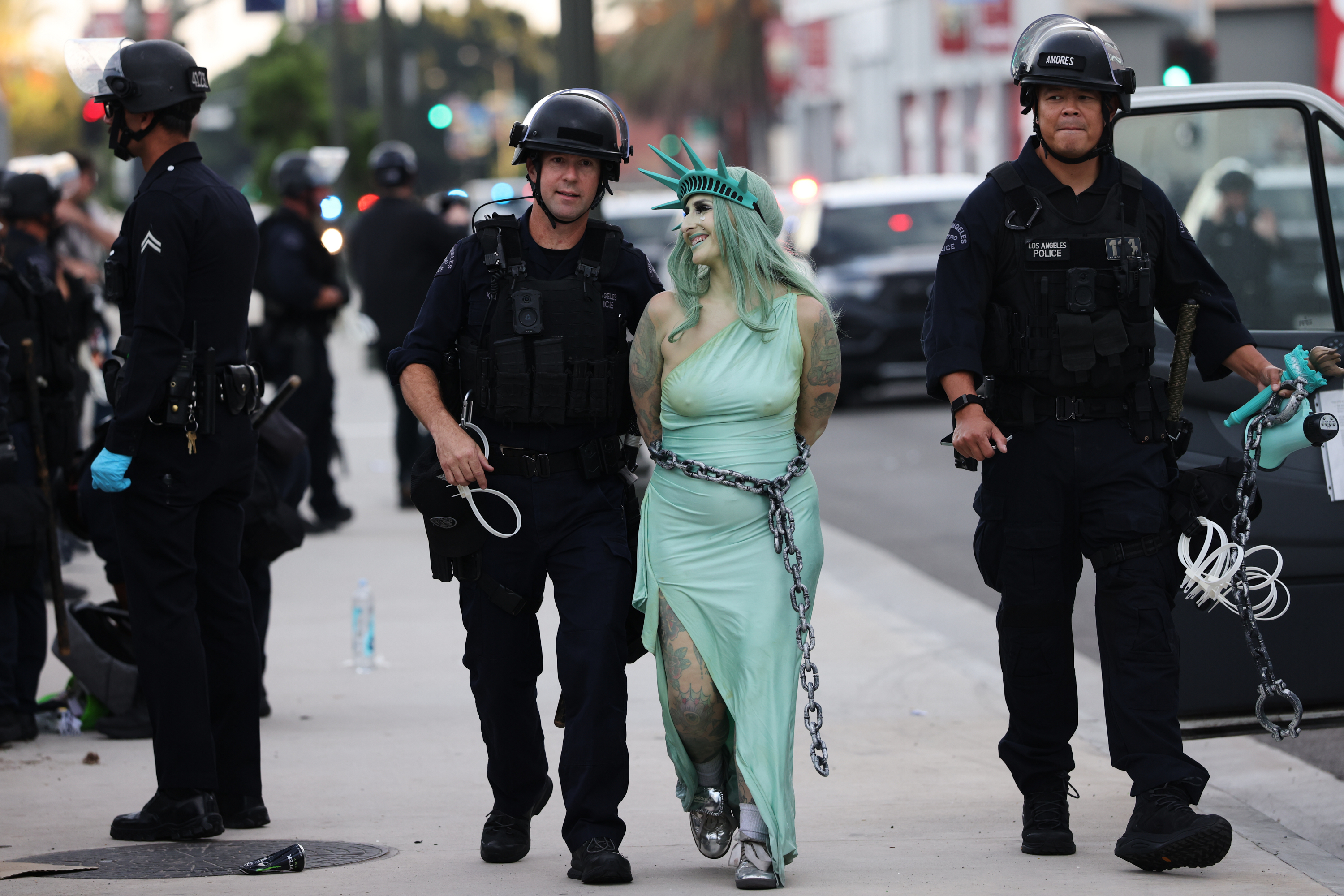 Tear gas, arrests at LA 