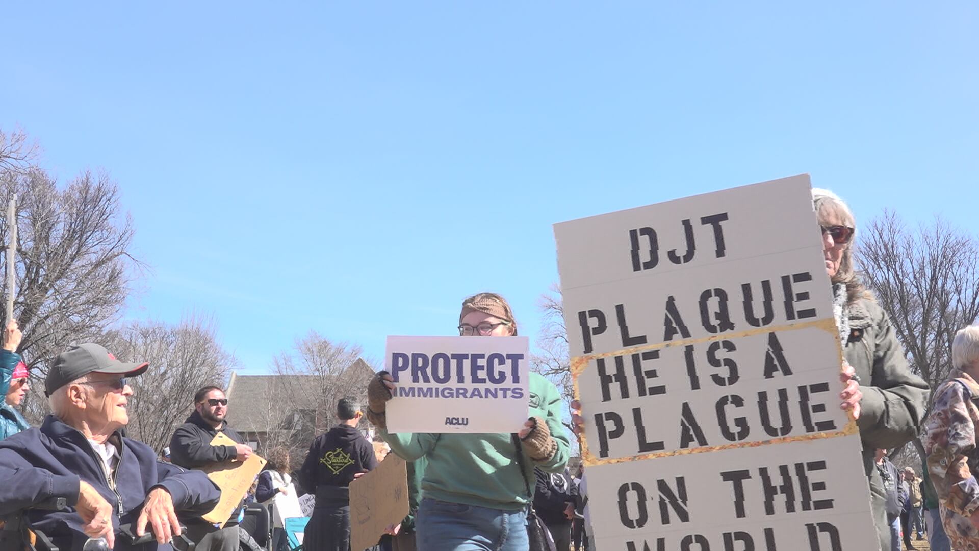 Hundreds gather at Churchill Field to protest national policies