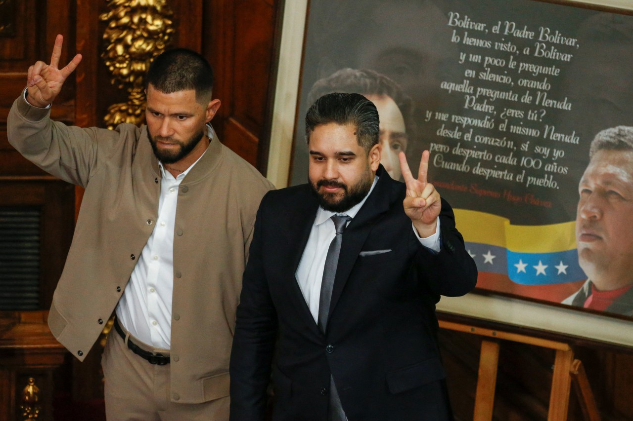 Yosser Gavidia Flores, the former first lady’s son, and Nicolás Maduro Guerra, son of the ousted president.