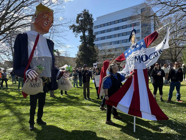 Thousands descend on Tacoma's Wright Park for 'No Kings' rally
