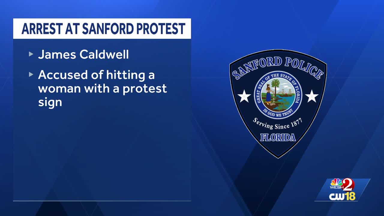 Man arrested for hitting woman with protest sign in Sanford, police say