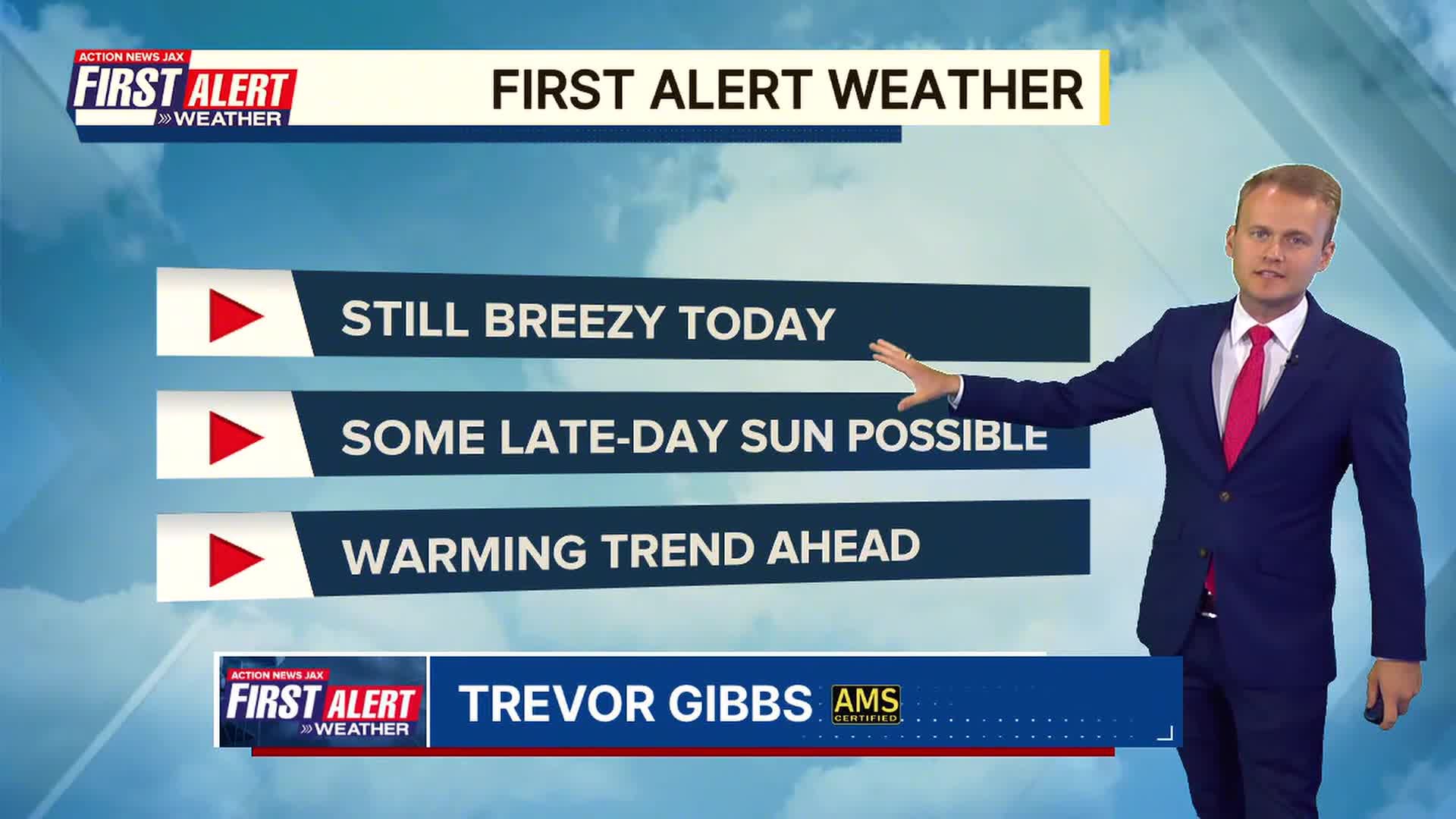 First alert weather: Still breezy Sunday, but warmer days ahead