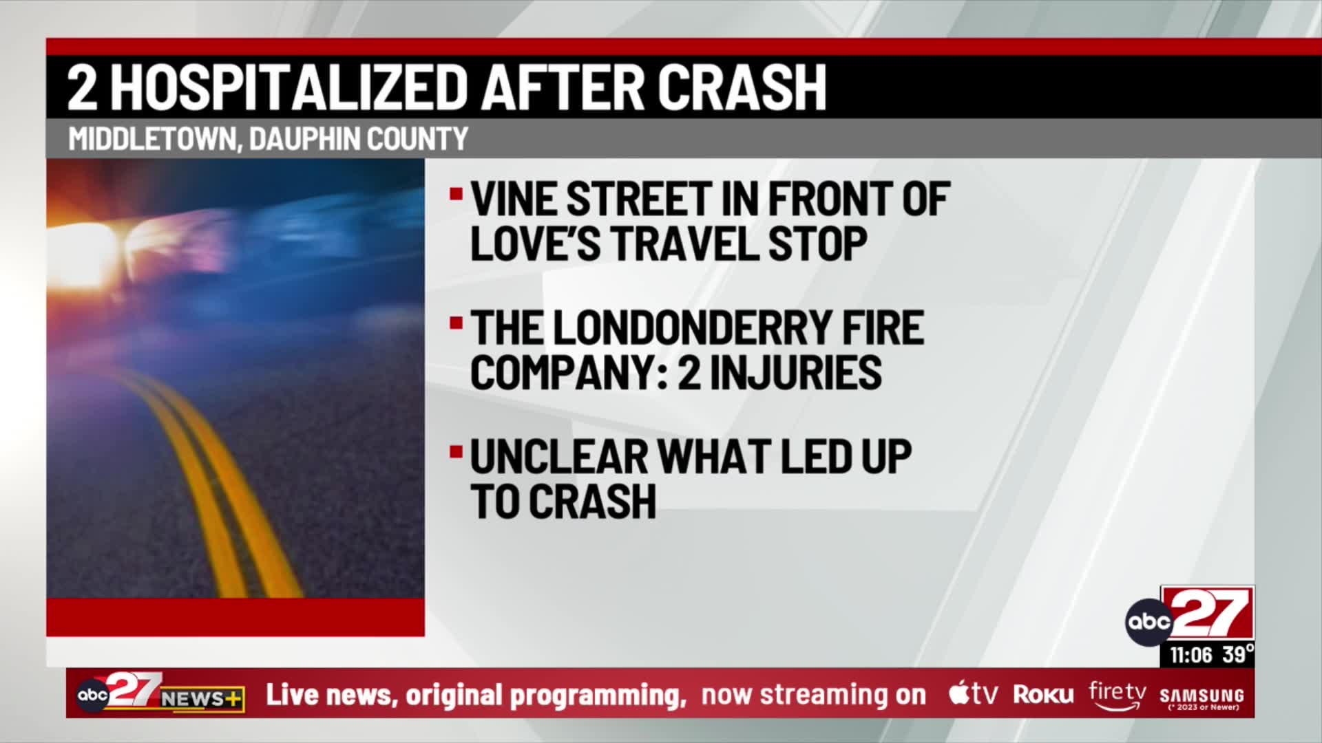 2 hospitalized in Dauphin County vehicle crash