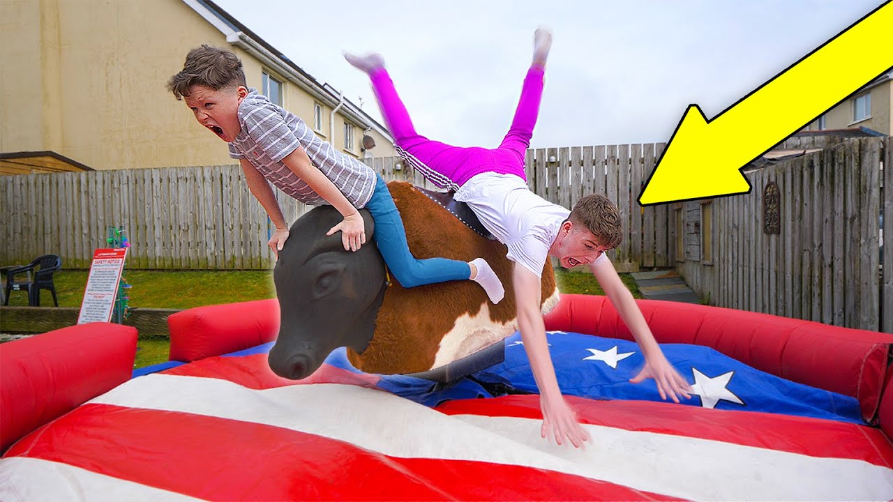 Last person on mechanical bull wins ten thousand dollar prize